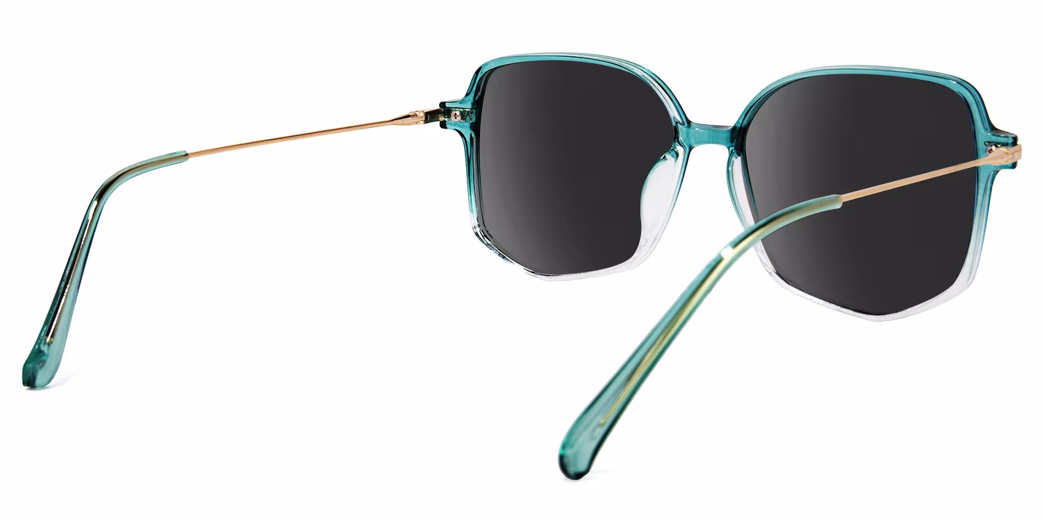 Trendy Square Green Sunglasses with Glossy Finish and Lightweight Comfort