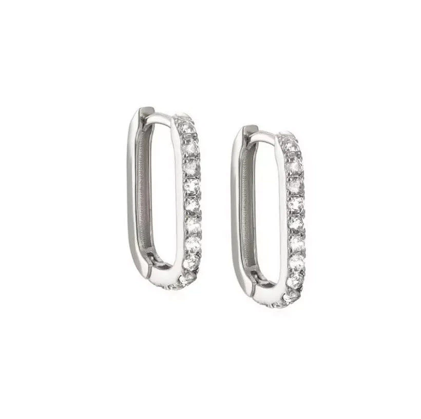 Stylish rectangle hoops earrings