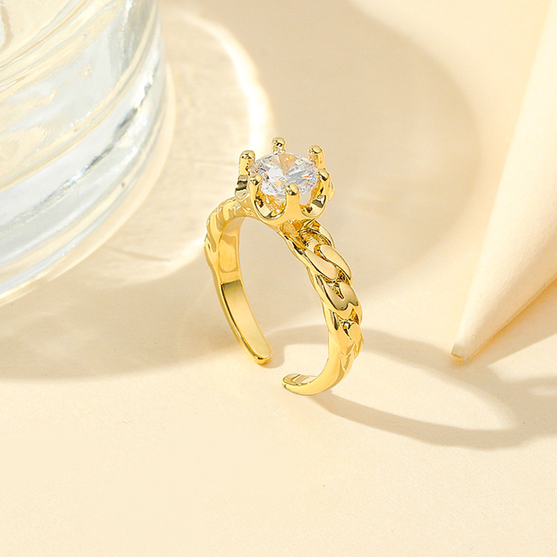 Six Prong Solitaire Zircon Copper Ring TJ-NP-0151