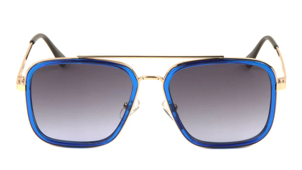 Sleek Squared Metal Sunglasses with Stylish Plastic Tips and Refined Design